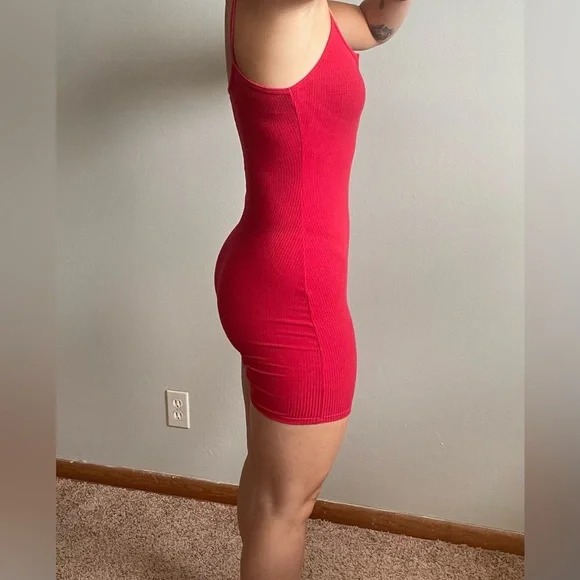 Red Ribbed Bodysuit, Small - Picture 5 of 5